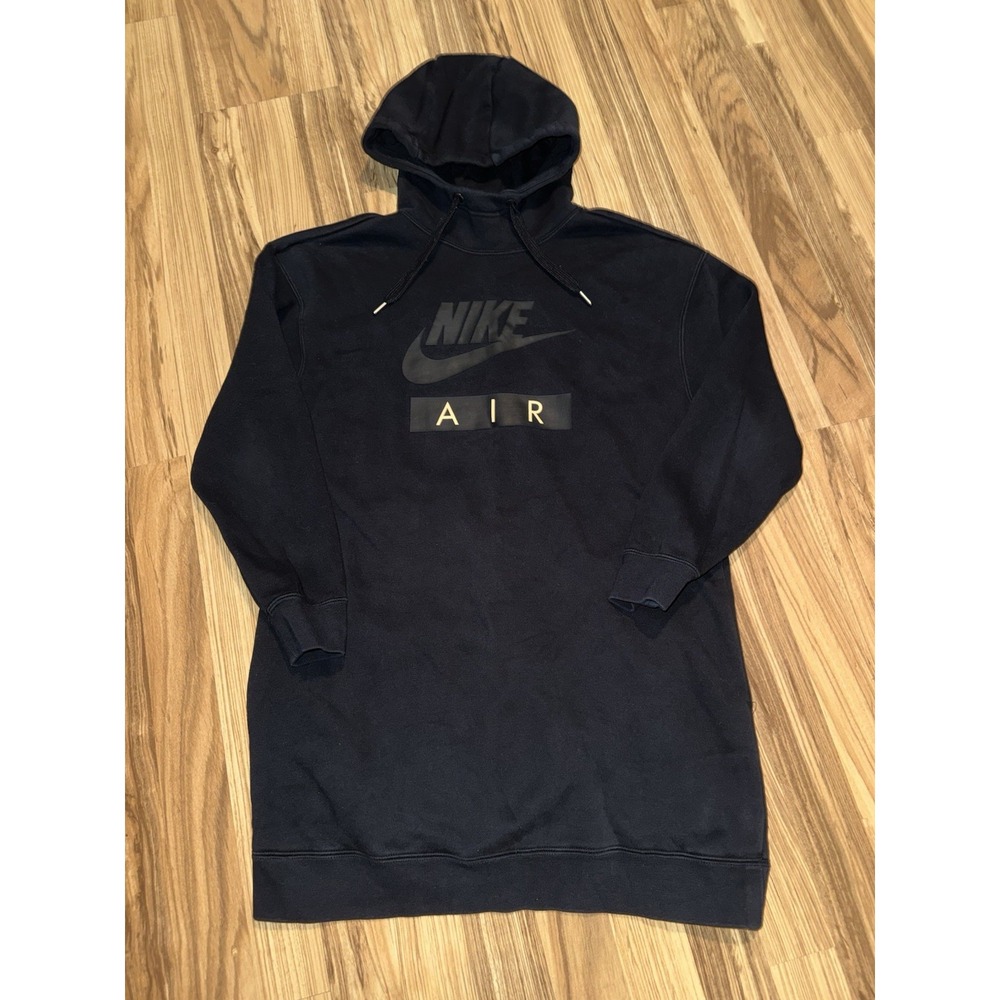 Nike Women's XS Hoodie Dress Hooded Sweatshirt Black White‎ Logo Oversized